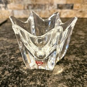 Orrefors Signed Tulip Clear Swedish Crystal Votive Vase 4"